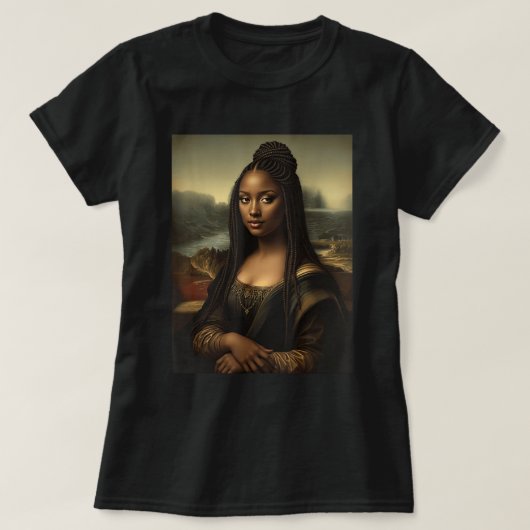 Zwarte Mona Lisa Kunst Zwarte Geschiedenis T-shirt (Design voorkant)