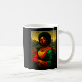 Zwarte Mona Lisa Zijwaartse Afro Vrouw Zwart Histo Koffiemok