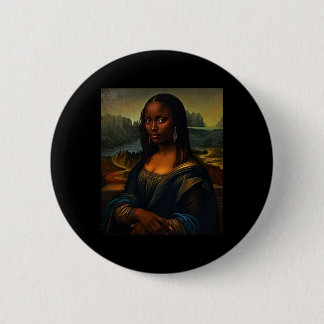 Zwarte Mona Lisa Zwarte Geschiedenis Maand Vrouw A Ronde Button 5,7 Cm