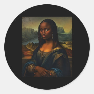 Zwarte Mona Lisa Zwarte Geschiedenis Maand Vrouw A Ronde Sticker