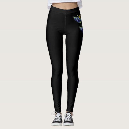 Zwarte monarch Vlinder Leggings (Voorkant)