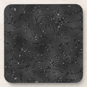 Zwarte monochromatische achtergrond van glitterij bier onderzetter (Voorkant)