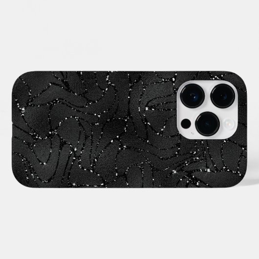 Zwarte monochromatische achtergrond van glitterij Case-Mate iPhone case (Achterkant (horizontaal))