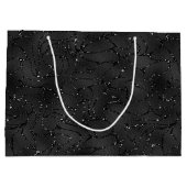 Zwarte monochromatische achtergrond van glitterij groot cadeauzakje (Achterkant)