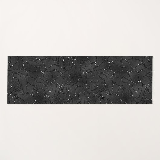 Zwarte monochromatische achtergrond van glitterij yogamat (Voorkant (horizontaal))