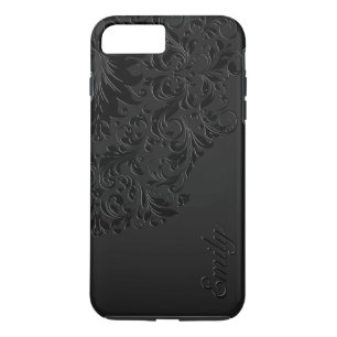 Zwarte  monochromatische Floral Lace Case-Mate iPhone Case