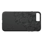 Zwarte  monochromatische Floral Lace Case-Mate iPhone Case (Achterkant (Horizontaal))