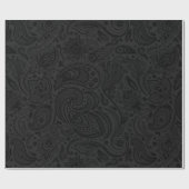 Zwarte monochromatische Floral Paisley Pattern Cadeaupapier (Vlak)