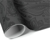 Zwarte monochromatische Floral Paisley Pattern Cadeaupapier (Rol Hoek)
