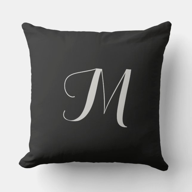 Zwarte Monogram 20x20 Buitenkussen (Voorkant)