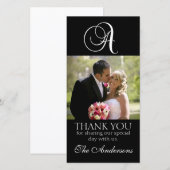 Zwarte Monogram A Trouw Dank Je Foto Kaart (Voorkant / Achterkant)