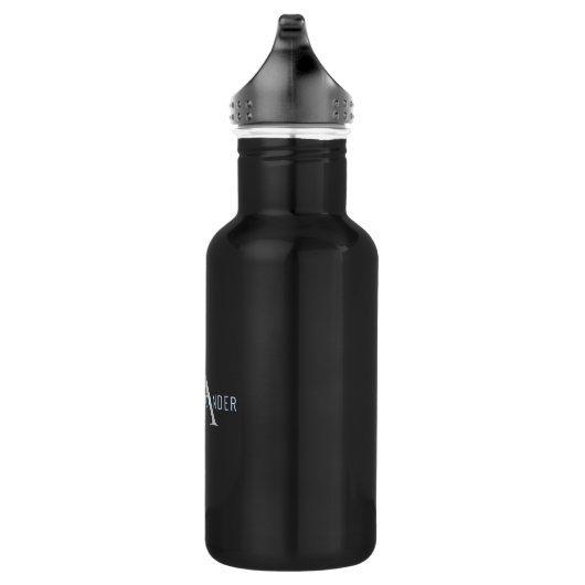Zwarte monogram Aangepaste naam voor hem waterfles Waterfles (Rechts)