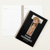 Zwarte Monogram Beginletter 'T' Foto Planner (Display)