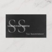 Zwarte Monogram Belastingaccountant Visitekaartje (Voorkant)