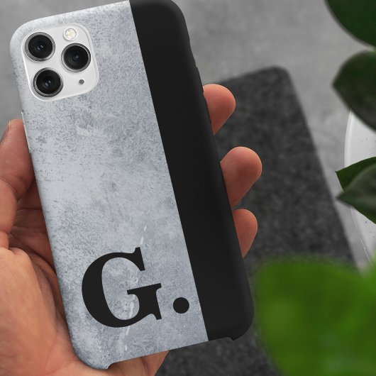 Zwarte Monogram Cement Beton Achtergrond Voor Mann Case-Mate iPhone Case