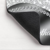 Zwarte Monogram Diamanten Glitter Bling Muismat (Hoek)