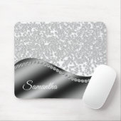 Zwarte Monogram Diamanten Glitter Bling Muismat (Met muis)