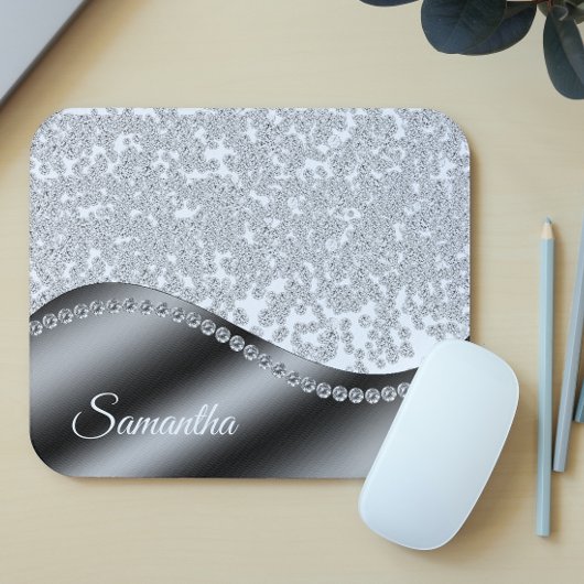Zwarte Monogram Diamanten Glitter Bling Muismat