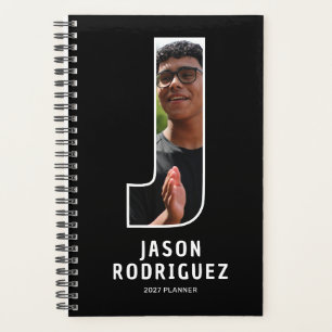 Zwarte Monogram Eerste Letter 'J' Foto Planner