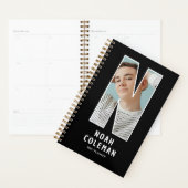 Zwarte Monogram Eerste Letter 'N' Foto Planner (Display)