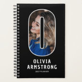 Zwarte Monogram Eerste Letter 'O' Foto Planner (Voorkant)