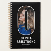 Zwarte Monogram Eerste Letter 'O' Foto Planner (Voorkant)