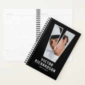 Zwarte Monogram Eerste Letter 'V' Foto Planner (Display)