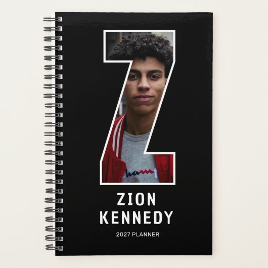 Zwarte Monogram Eerste Letter 'Z' Foto Planner (Voorkant)
