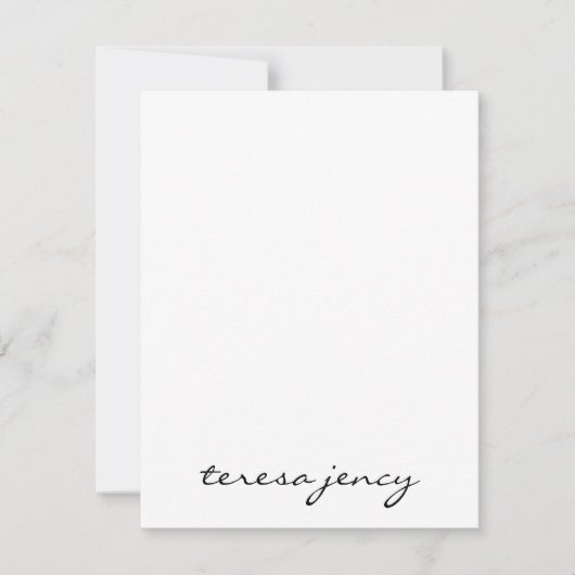Zwarte Monogram | Elegant Modern Script Naamontwer Notitiekaartje (Voorkant)