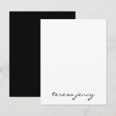 Zwarte Monogram | Elegant Modern Script Naamontwer Notitiekaartje (Voorkant / Achterkant)