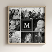 Zwarte Monogram Familie Fotocollage Poster