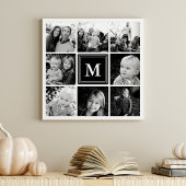 Zwarte Monogram Familie Fotocollage Poster