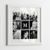 Zwarte Monogram Familie Fotocollage Poster