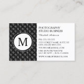 Zwarte Monogram Fotostudio Visitekaartje (Voorkant)