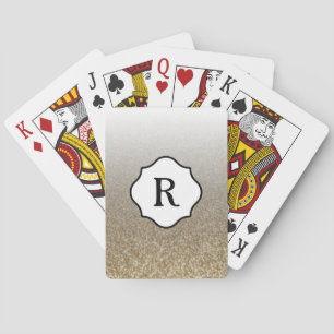 Zwarte Monogram Glitterende Gouden Glans Ombre Pokerkaarten