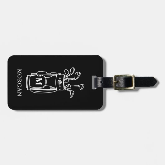 Zwarte Monogram Golf Bag Bagagelabel (Voorkant horizontaal)