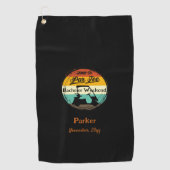 Zwarte Monogram Golf Handdoek | Bachelor Weekend (Voorkant)