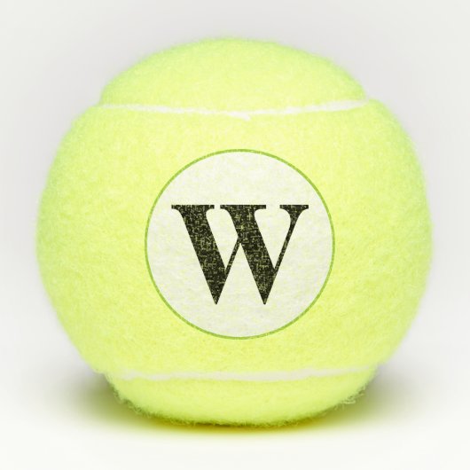 Zwarte Monogram Groene Cirkel Tennisballen (Voorkant)