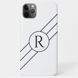 Zwarte monogram in cirkel, diagonale lijnen wit Case-Mate iPhone case