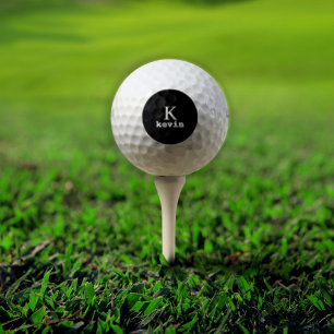 Zwarte monogram initiaal, gepersonaliseerd golfballen