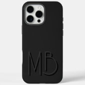 Zwarte Monogram Initiaal Moderne Minimalist Case-Mate iPhone Case (Achterkant)