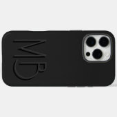Zwarte Monogram Initiaal Moderne Minimalist Case-Mate iPhone Case (Achterkant (horizontaal))
