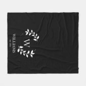 Zwarte monogram Initiaal Pas getrouwd Fleece Deken (Voorkant (Horizontaal))