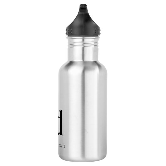 Zwarte monogram initialen heten modern waterfles  (Rechts)