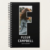 Zwarte monogram initiële 'F' foto planner (Voorkant)