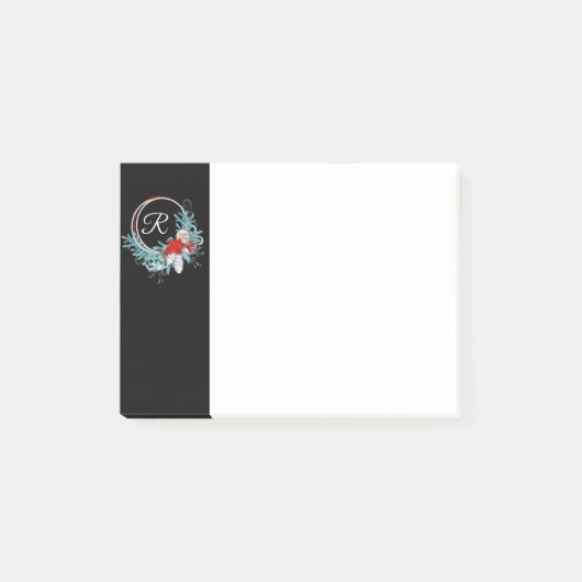 Zwarte Monogram Krans Kerst Post-it Notities 4x3 Post-it® Notes (Voorkant)