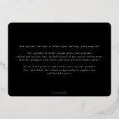 Zwarte Monogram + Laurel Afstudeeraankondiging Folie Uitnodiging (Achterkant)