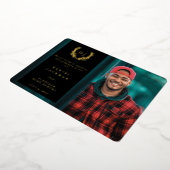 Zwarte Monogram + Laurel Afstudeeraankondiging Folie Uitnodiging (Gedraaid)