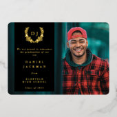 Zwarte monogram + "Laurel Afstuderen" aankondiging (Voorkant)