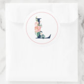 Zwarte monogram Letter L met roze aanjager Ronde Sticker (Tas)